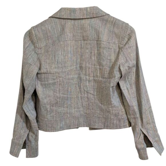 Theory Shrunken Linen Blend Multi-Stripe Cropped Jacket Women's XS Petite - Picture 3 of 8